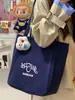 Bolsa de Lona Rayada para Mujer Otoño 2025 Nueva Tendencia Estilo Preppy Coreano Bolsa Tote con Letras Casual Gran Capacidad A39
