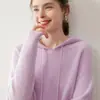 Suéter Casual Holgado de Cachemir para Mujer Invierno con Capucha de Cachemir Sudadera de Cachemir Gruesa Suéter de Punto Top