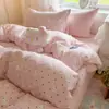 Conjunto de cama de fio bouclé classe A conjunto de quatro peças outono capa de edredom de desenho animado conjunto de três peças para dormitório estudantil Nantong 4