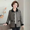 Casaco curto de primavera e outono para mãe de meia-idade, roupas femininas estilosas e da moda estilo chinês para mulheres de meia-idade e idosas, casaco de lã com gola de lapela