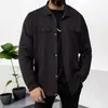 Nueva Chaqueta Abrigo Casual de Hombre Amazon Transfronterizo Otoño Waffle Color Sólido Bolsillo Superior Manga Larga