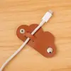 Caja de almacenamiento para cables de datos, forma linda de corazón, bolsa de almacenamiento de cuero portátil, organizador de escritorio para auriculares y cables de carga