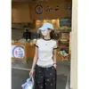 Camiseta a Rayas de Manga Corta Ajustada de Moda para Mujer Primavera/Verano 2026 Estilo Ins con Diseño de Bordado de Lazo Top Versátil Adelgazante