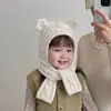 Otoño e Invierno Nuevo Estilo Sombrero y Bufanda para Niños Todo en Uno Invierno Lindo y Cálido Sombrero de Lana para Niños y Niñas Bebé Venta al por Mayor