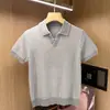 Camisa polo de punto de fábrica estilo old money con cuello camisero de solapa, manga corta para hombre, nueva camisa de verano fina y transpirable, top de corte holgado
