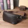 3619 Nova Bolsa de Cintura Masculina Tendência Baotou Camurça Couro Bovino Bolso para Celular Grande Capacidade Esportiva Transversal Peitoral Bolsa de Cintura Masculina de Couro
