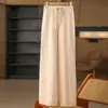 Nuevos pantalones de lana de punto reversibles para mujer de otoño e invierno, pantalones de pierna ancha de cintura alta con caída holgada