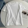 Camiseta de Verão Refrescante Pequena de Malha Dupla Borda Quebrada Gola Redonda Manga Curta Estilo Americano Recomendada Solta e Justa 100% Algodão Top Tee