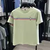 Camiseta Bordada de Qualidade para Homens, Camiseta Fina de Algodão Mercerizado para o Verão com Gola Redonda, Top Leve para Negócios Casuais Masculino de Manga Curta