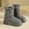 Novas Botas Outono/Inverno 2026: Botas de Neve Femininas com Punho Integrado de Couro e Pelo, Sola Grossa, Aumentadoras de Altura, Sapatos de Algodão Quentes, Botas de Algodão de Uso Duplo