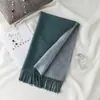 Bufanda Gruesa de Alta Calidad para Mujer, Exportación Coreana Otoño e Invierno, Nuevo Chal Largo de Doble Cara con Bloques de Color, Bufanda Cálida para el Cuello para Mujer