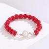 Elegante Pulsera Retro de Perlas con Incrustaciones de Piedra Natural, Diamantes y Cristal, Joyería de Moda de Lujo Ligero, Suministro Directo Transfronterizo, Hecha a Mano