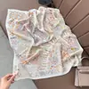 ¡Un Toque de Jardín Monet de Alta Gama! Bufanda de Seda Crepé de Chine para Mujer para Primavera y Verano, Bufanda Versátil de Seda de Morera, Bufanda Cuadrada, Bufanda para Cuello de Doble Uso