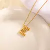 Collar con Letra de Acero Inoxidable Europeo y Americano con Acabado de Alta Gama, Cadena para Clavícula Incrustada con Diamantes, Joyería de Acero de Titanio, Collar Transfronterizo