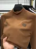 Camada Base Térmica Masculina com Gola Meia-Alta, Espessada para Outono e Inverno, Moletom de Lã Dupla Face, Camiseta de Manga Longa