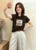 Camiseta de Algodón Acanalado Guangzhou Shisanxing de 220g para Mujer, Directo de Fábrica, Corte Entallado, Top de Manga Corta de Moda, Suministro Exclusivo Segunda Remesa de Verano