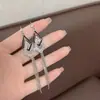 Pendientes Largos en Forma de Rombo con Diamantes Microincrustados, Cadena Brillante, Bloques de Color, Pendientes de Borla de Alta Gama para Mujer