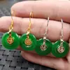 Brincos de Jade Brincos com Fivela Verde Jade Brincos com Fivela de Rocha de Quartzo Verde Espinafre Anel de Orelha Brincos de Jade
