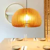 Araña de Calabaza Japonesa Lámpara de Madera Estilo Granja Retro Restaurante de Hot Pot Habitación de Huéspedes Creativa Sala de Té Habitación Privada Lámpara Comercial