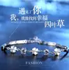 Pulseira de prata feminina estilo coreano temperamento doce Flor de trevo giratória pulseira joia de prata fábrica atacado