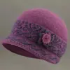 Chapéu de Lã Feminino de Inverno para Meia-Idade e Idosos Mãe Chapéu Quente com Pelúcia Proteção contra Frio Espessado Aba Larga Chapéu de Tricô