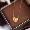 Novo colar com pingente de coração banhado a ouro estilo chinês, moderno e compacto, colar vintage feminino com coração facetado, atacado