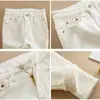 Calça Jeans Branca para Mulheres Outono e Inverno 2025 Novo Estilo Leggings de Perna Externa com Forro de Lã Cintura Alta Elástica Slim Look Emagrecedor