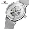 Nuevo Modelo 2023 Forsining Moda Casual Europea y Americana para Hombre Correa de Malla Hueca Mecánico Automático Reloj Venta al por Mayor
