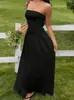 Vestido Corto Sexy Cruzado Europeo y Americano de Verano con Escote Bajo que Cubre el Vientre y Afina la Figura, Tipo Tubo, Falda Larga, Ropa de Mujer