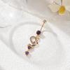 Anillo para Ombligo de Hoja Estilo Coreano Diamante Completo Elegante Flor en Forma de Corazón Diamante Uña para Ombligo Joyería para Perforación Corporal al Mayoreo