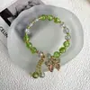 Pulsera de Hilo de Jade con Cuentas de Flores Rotas Super Hada Mariposa Diseño de Nicho Femenino Ins Hada del Bosque Dulce Colorido Cuentas al por Mayor