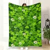 Amazon Tk Best-Seller Transfronterizo Simple Verde Artístico Manta de Siesta Manta de Franela Trébol de la Suerte Funda de Manta