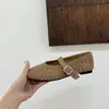 Nuevos Zapatos Planos de Mujer para Otoño 2025 Zapatos Mary Jane Cuero Genuino Tejido de Una Sola Correa Zapatos Planos de Cuero Poco Profundos Zapatos de Ballet de Moda