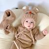 2024 Red Nose Mouse Ear Fluffy Hat Chapéu Conjunto de duas peças Bebê Quente Fofo Chapéu Proteção de Orelha Chapéu