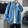 Chamarra Camisa de Mezclilla para Hombre Ropa Exterior Primavera Otoño Nueva Casual Versátil Camisa Manga Larga Color Sólido Cárdigan Top Chaqueta