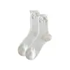 Meias Femininas de Meia-Canela para Primavera e Verão, Estilo Coreano Moderno, Versáteis Meias de Algodão com Bolinhas e Borda Enrolada, Meias Femininas Sem Costura