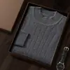 Camiseta base de cuello alto medio para hombre, jersey grueso de siete agujas de doble hilo, top de manga larga nuevo para otoño e invierno