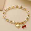 Aogu Amazon Transfronteiriço Quente Pulseira de Contas de Pérola INS Banhada a Ouro Fruta Cereja Amor Pingente Pulseira para Mulheres
