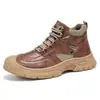Sapatos masculinos de cano alto, com sola grossa e tamanho grande para o outono, adequados para trabalho ao ar livre, em estilo britânico, projetados como botas Martin, para uso casual, caminhada e proporcionando resistência ao escorregamento, ideais para trabalho e segurança industrial
