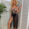Traje de baño de playa con borlas de colores mixtos, estilo europeo y americano, sexy, con ganchos de mano, falda tipo bikini y blusa