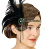 Nova tiara de cabelo com franjas de diamante da Amazon, cocar de penas de noiva europeu e americano, tiara retro para show de dança Gatsby