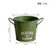 Maceta de hierro con asa binaural redonda americana, maceta carnosa para flores, maceta verde para plantar en el balcón, cubo pequeño de hierro, cubo para flores, cubo para almacenamiento en el hogar.