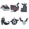 Série Diablo Morcego de Halloween Faca de Túmulo Livro Mágico Sapatos Mágicos Liga de Metal Gota de Óleo Joia Pingente DIY Brincos