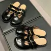 Versión de Piel de Oveja ~ Cabeza de Muñeca Lindos Zapatos Mueller Planos Doble Correa Huecos Mary Jane Zapatos Nuevos Primavera y Otoño para Mujer Suela Gruesa Simple
