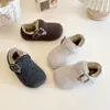 Sapatos Birkenstock de Pelúcia Retrô para Crianças Outono/Inverno Novidades Sapatos de Algodão Quentes Espessos para Bebê Solado Macio Antiderrapante Sapatos Infantis para Meninos e Meninas