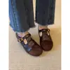 Sapatos Mary Jane de Algodão com Forro de Lã para Aumento Interno para Mulheres 2025 Inverno Retrô Francês Cor Versátil Combinação Quente Pequenos Sapatos de Couro