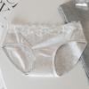 Ropa interior de algodón puro con encaje dulce y picante para niñas, algodón antibacteriano en la entrepierna, cintura media, sin costuras, 7A, sexy, que cubre la cadera, shorts tipo triángulo para niñas