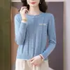2026 Estilo Coreano Moda Nueva Llegada Prendas de Punto Elegante Top Reductor de Edad Capa Base Moda Suelto Suéter de Cuello Redondo Mujer