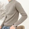 Suéter masculino de cor sólida com borlas irregulares e gola meia-alta, outono e inverno, slim fit, quente, linha de base simples, moderno, suéter masculino