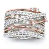 Chenrui deseja fornecimento transfronteiriço novo anel de diamante flash micro cravejado com zircônia anel criativo europeu e americano feminino com separação de cor cruzada